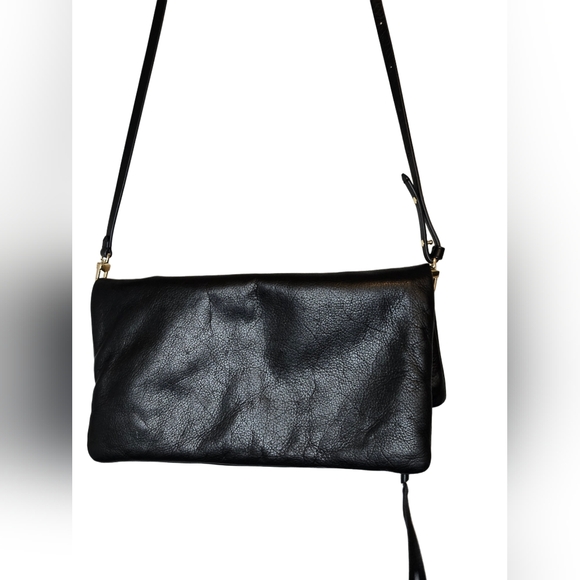 Stella & Dot Black Convertible Crossbody Bag Foldover Clutch Minimalist - Picture 4 of 13